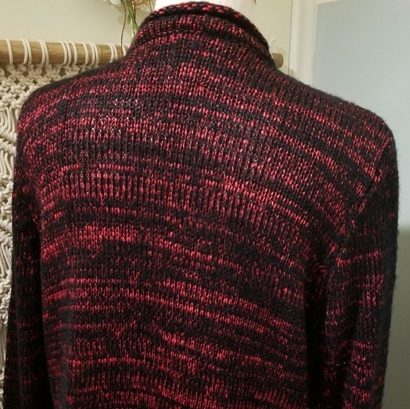 Narcisco Rodriguez Red & Black Marled Open Cardi - Picture 5 of 6